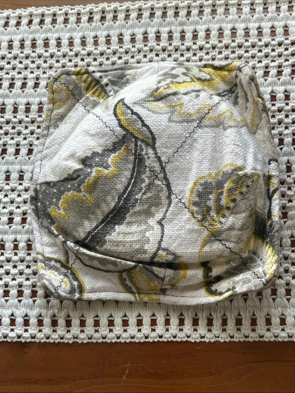Bowl Cozy Set of 2 Hot  Cold Kitchen Linens Handmade Gray Yellow Green Black